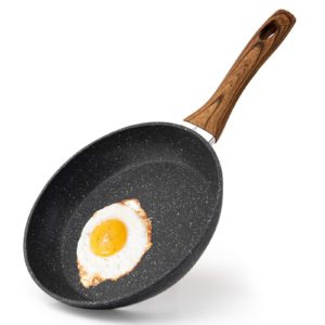 Egg Frying Pan Non Stick 20cm 8 in, Induction Wok for Steak Bacon Hot-Dog Burgers Aluminum Nonstick Anti-Scratch Coating Anti-scalding Handle Design