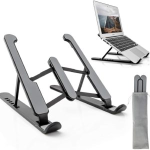 Foldable Laptop Stand Portable Computer Laptop Desk Adjustable ABS 6-Level Angle Adjustable Height Table, Suitable for All Laptops and Tablets Black