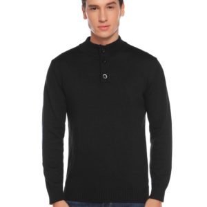 Men Thick Pullover Sweater Fitted - Black